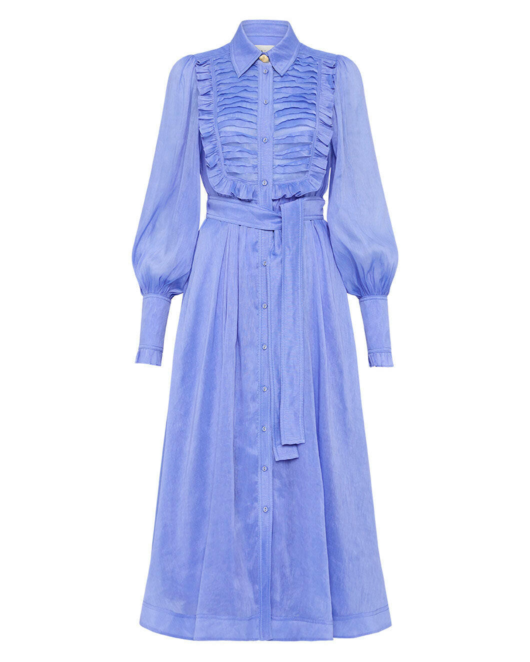 Shop Aje Iris Pleated Bib Midi Dress In Mist Blue