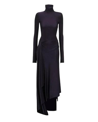 Long Sleeve High Neck Jersey Dress