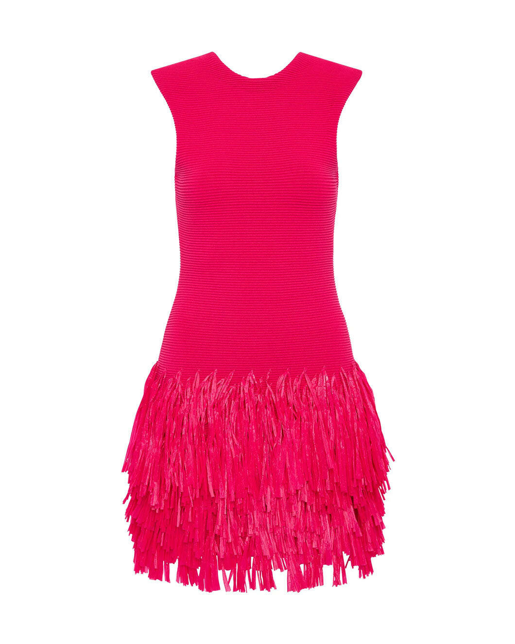 Aje Rushes Fringe Knit Mini Dress In Red