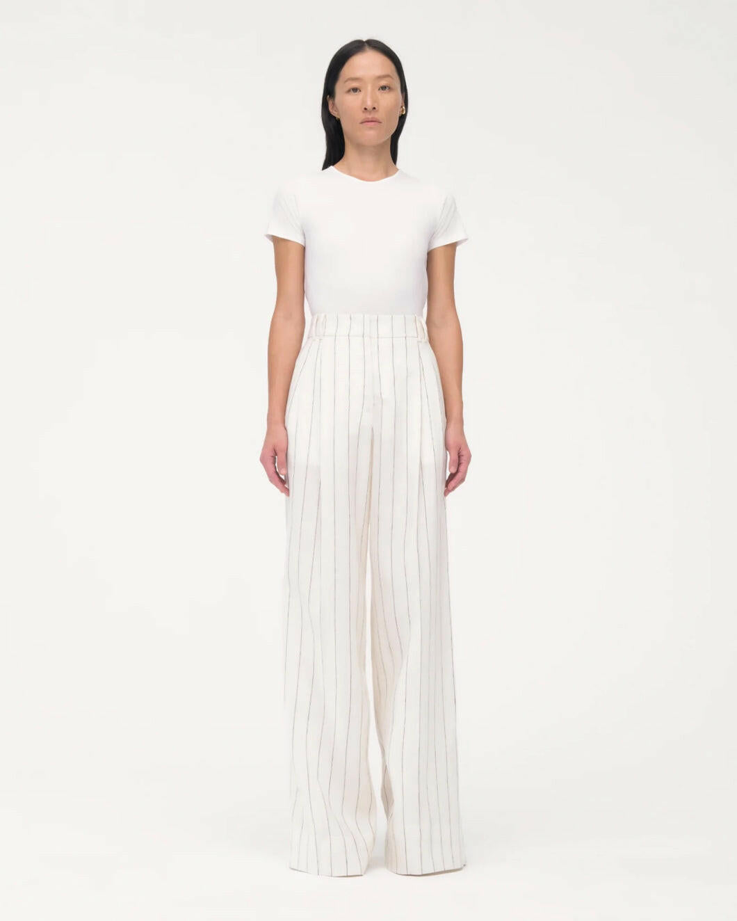 Shop Another Tomorrow Pleated Trouser In White