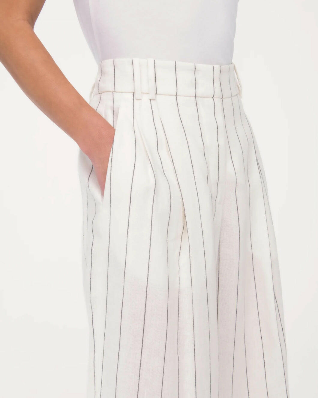 Shop Another Tomorrow Pleated Trouser In White