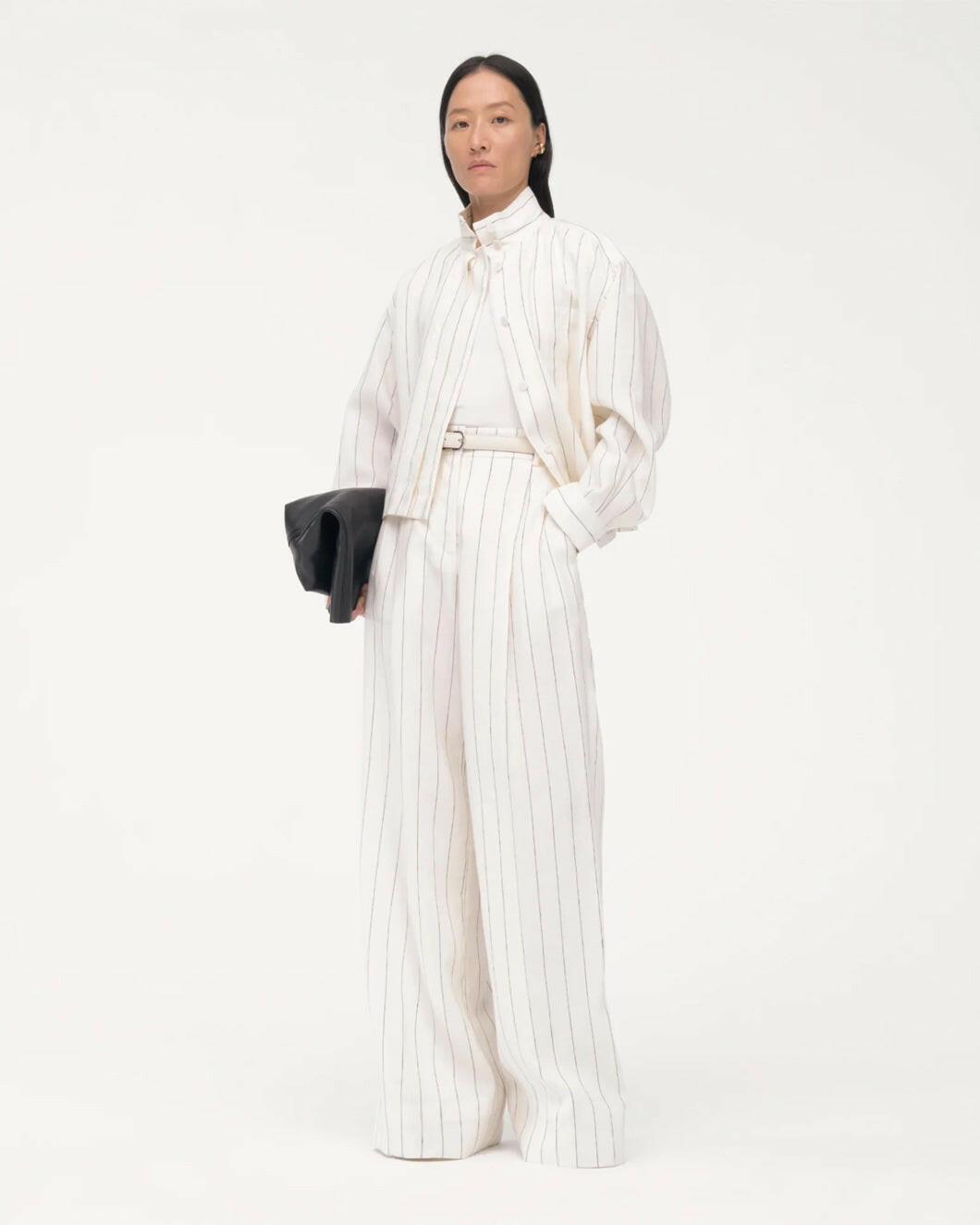 Shop Another Tomorrow Pleated Trouser In White