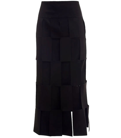 awake mode double layered rectangle midi skirt