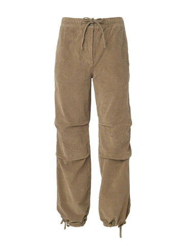 Brown Washed Corduroy Drawstring Pants