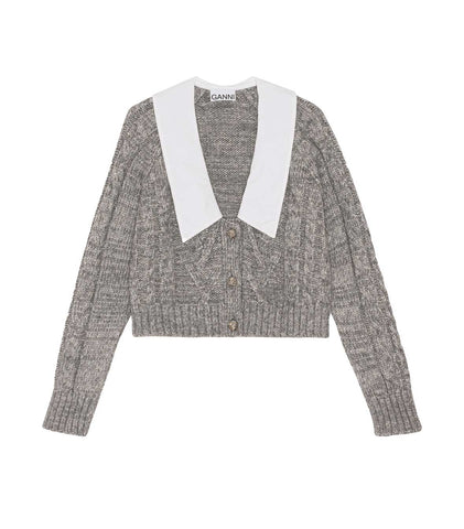 ganni chunky cable cardigan