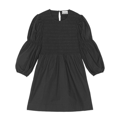 ganni cotton poplin smock mini dress