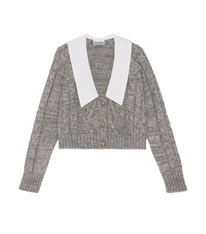 ganni chunky cable knit cardigan