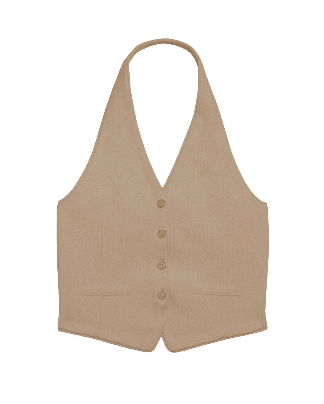 Guest In Residence Tailored Halter Vest In Brown