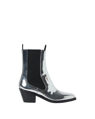 Nat Silver Leather Ankle Boot
