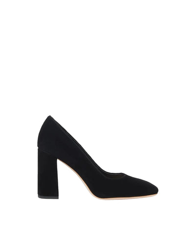 Rue Black Suede Heeled Pump