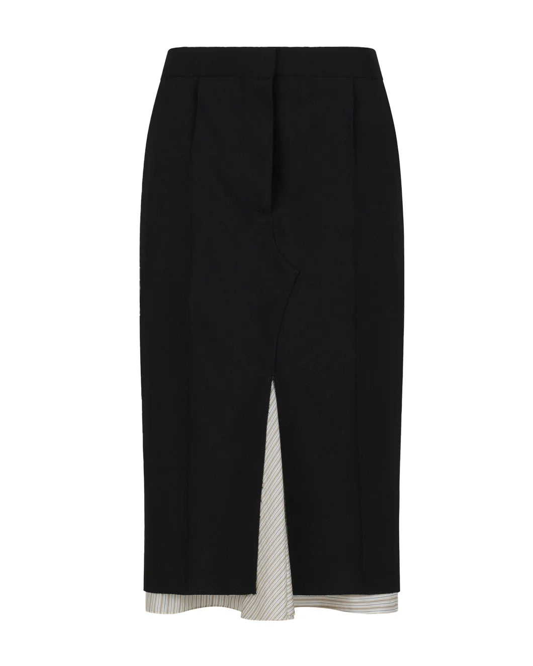 Marni Black Wool Midi Skirt With Visible Lining In Multi