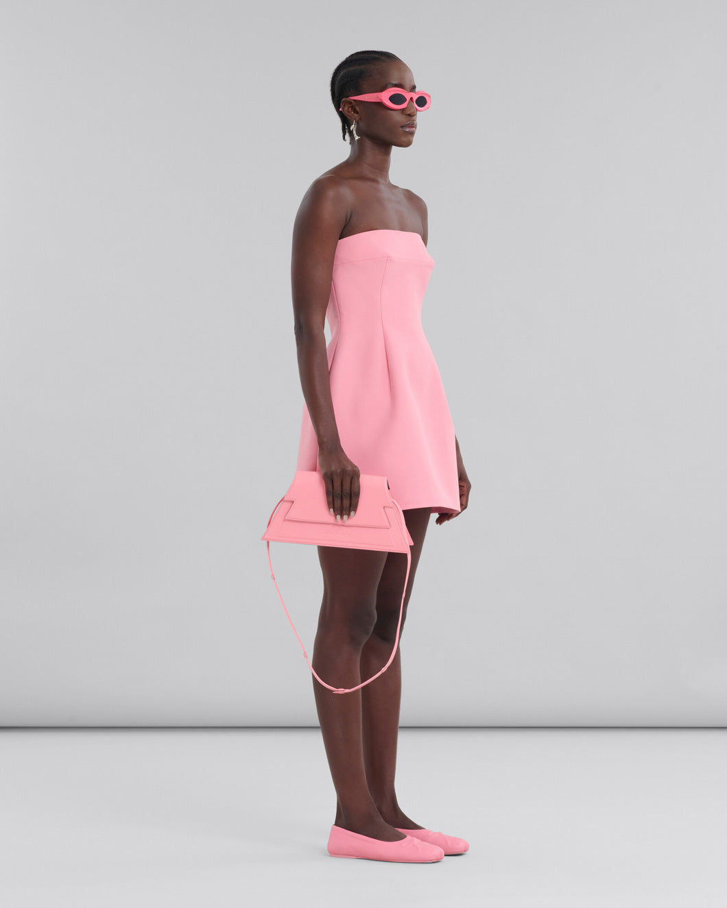 Shop Marni Pink Cady Strapless Mini Dress