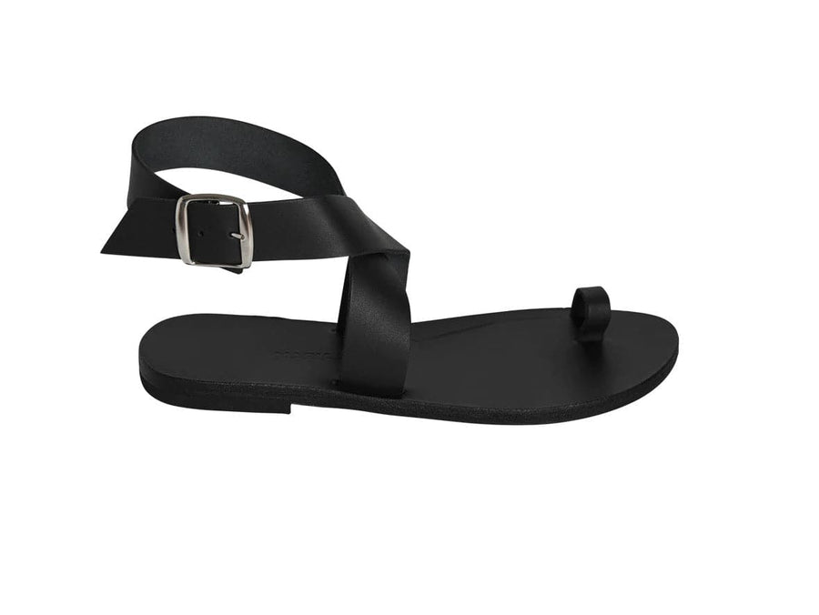 maria farro trinity sandal, black, buckle, isolated, side view
