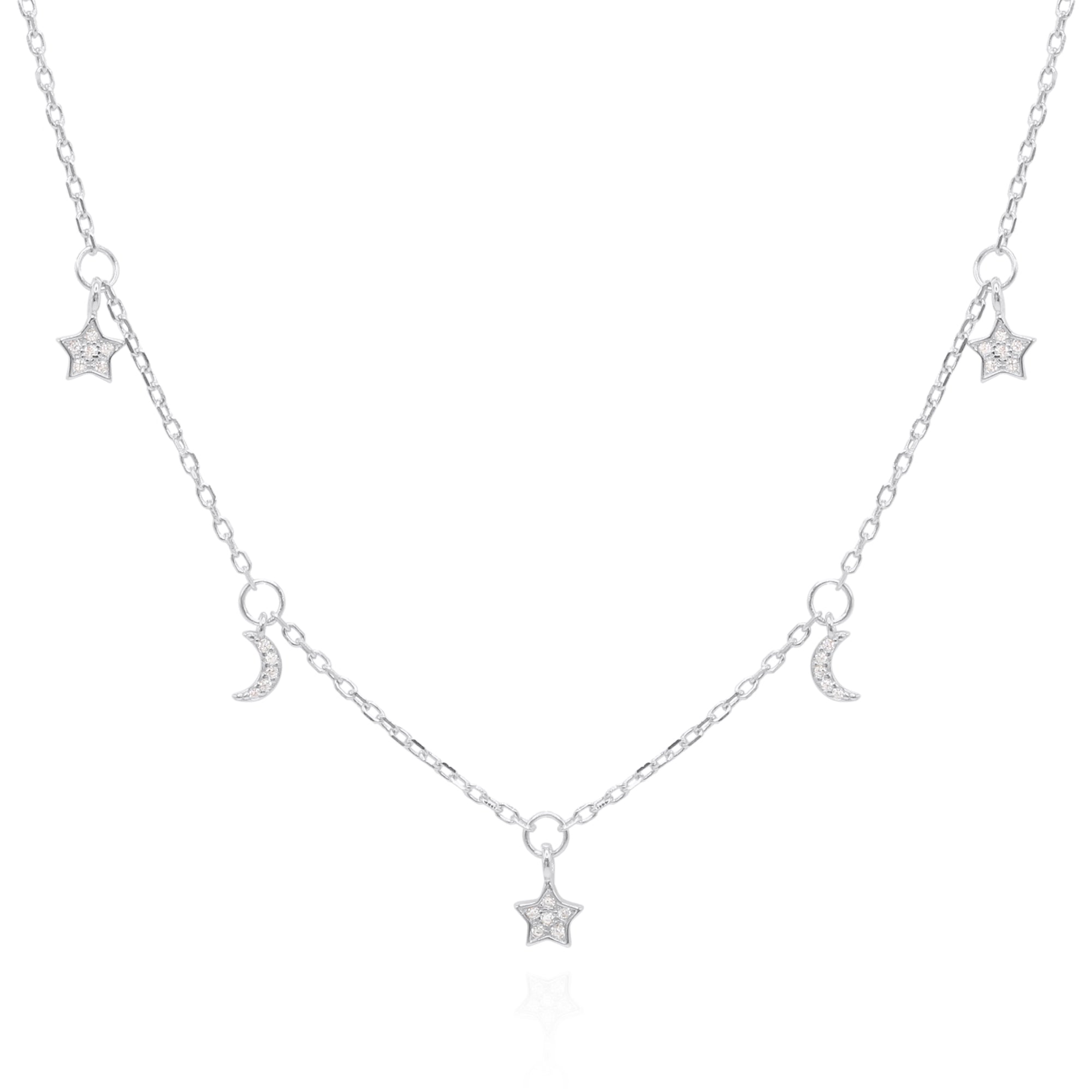 Image of Elsie Star & Moon Charm Necklace | 925 Sterling Silver