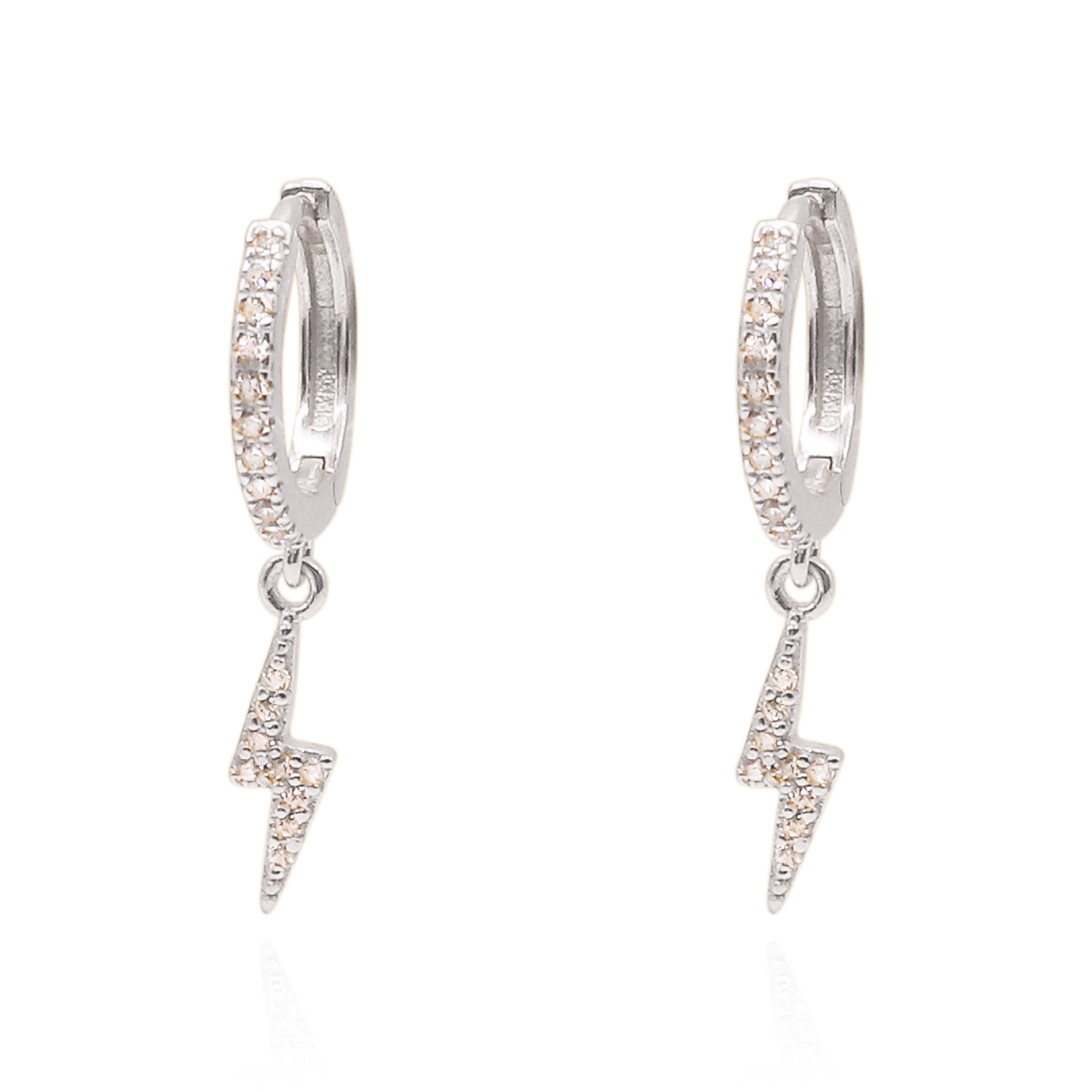 Image of Bridget Lightning Huggie Hoop Earrings | 925 Sterling Silver