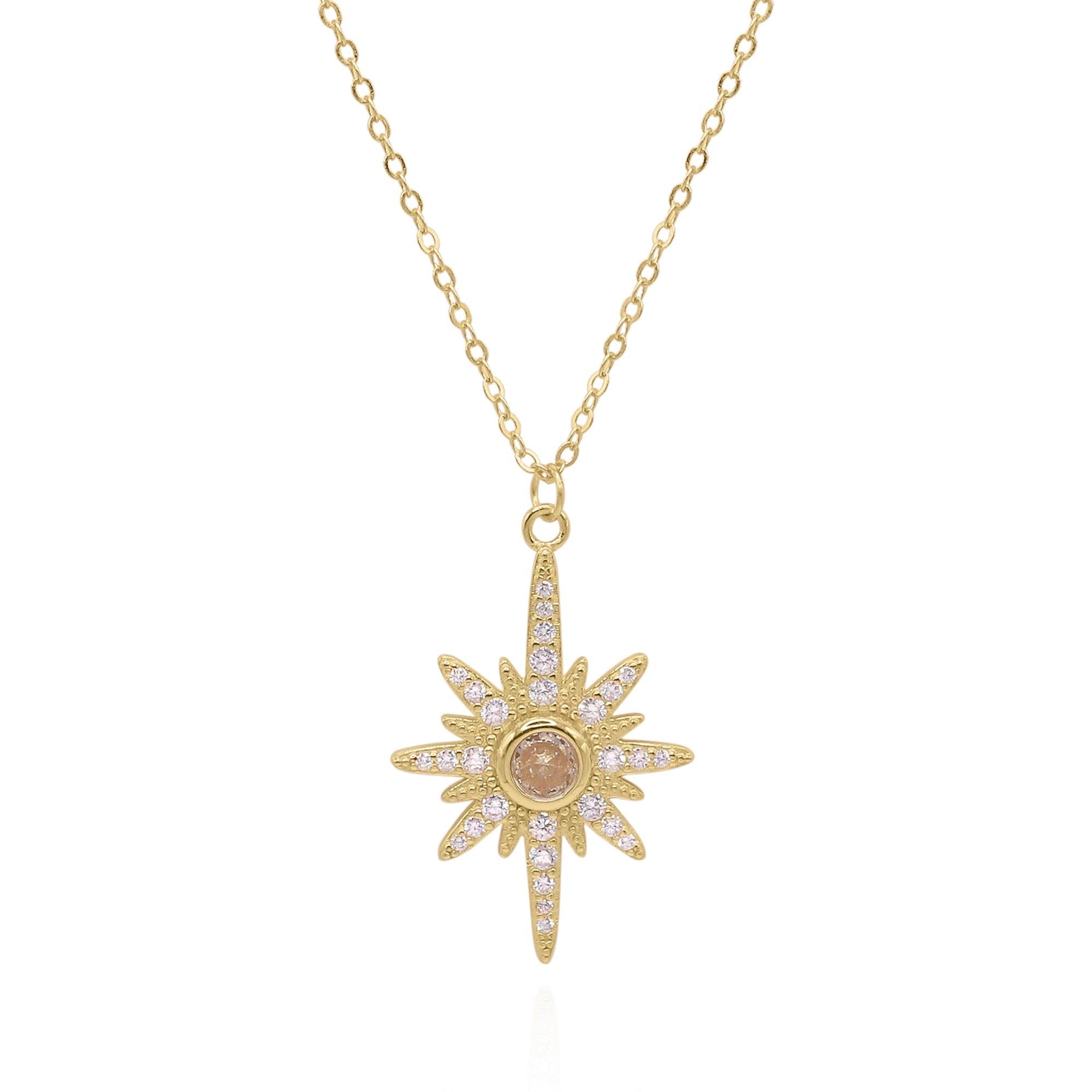 Image of Heidi North Star Birthstone Necklace | 18K Gold Plated