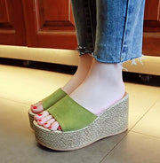 Summer Buckle Women's Sandals Velvet Flock Fish Mouth Fashion high Heel Platform Open Toes Women Sandals Shoes Drop Shipping - Bottines Femmes FRANCE