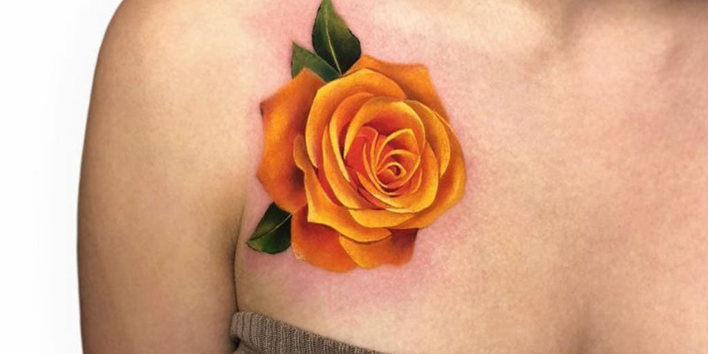 tatouage rose orange