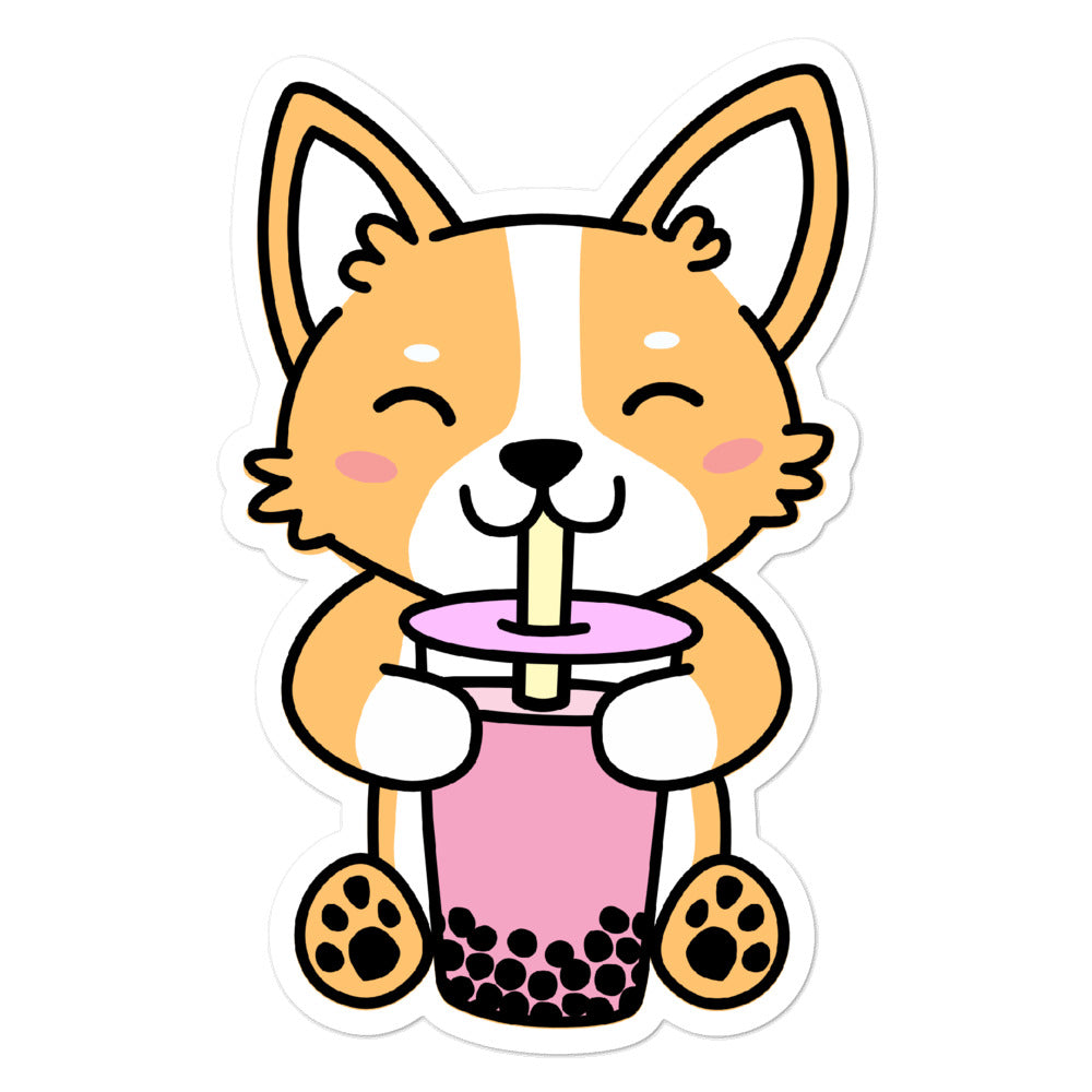 Corgi Drinking Boba Sticker – Detour Shirts