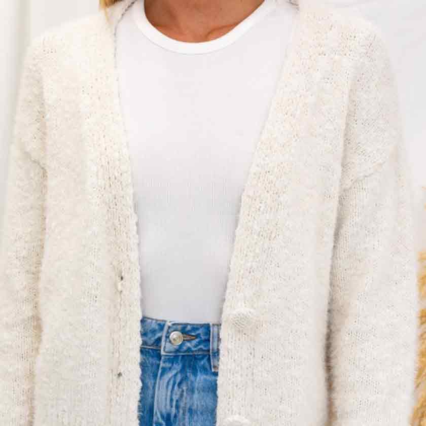 Ivory Button Down Sweater Cardigan