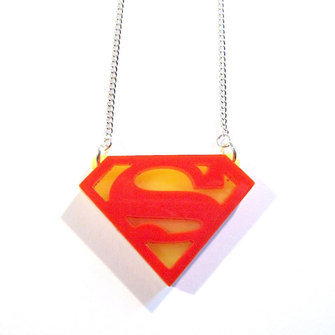 Superman Insignia Acrylic Necklace – Dolly Loves PolkaDot