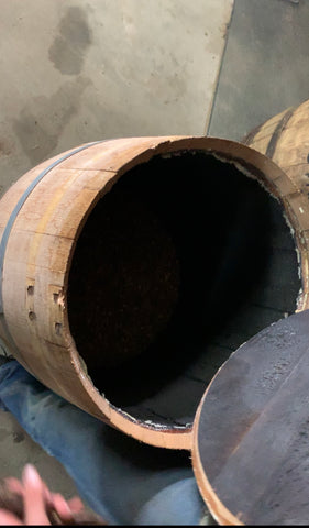 Barrel with coffee in it