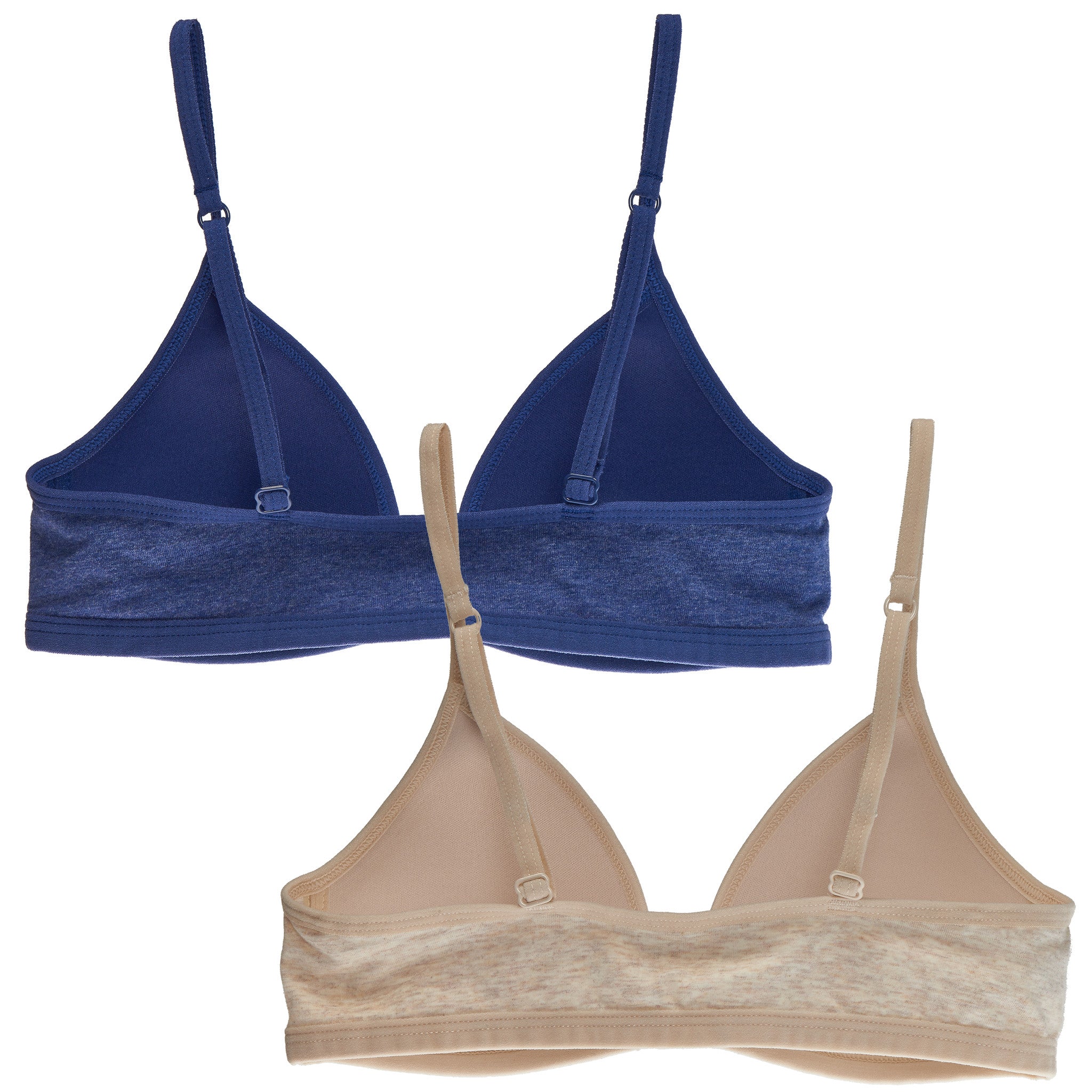 2-Pack Lightly Lined Front-Closure Wirefree Cotton Bra (Navy/Nude)