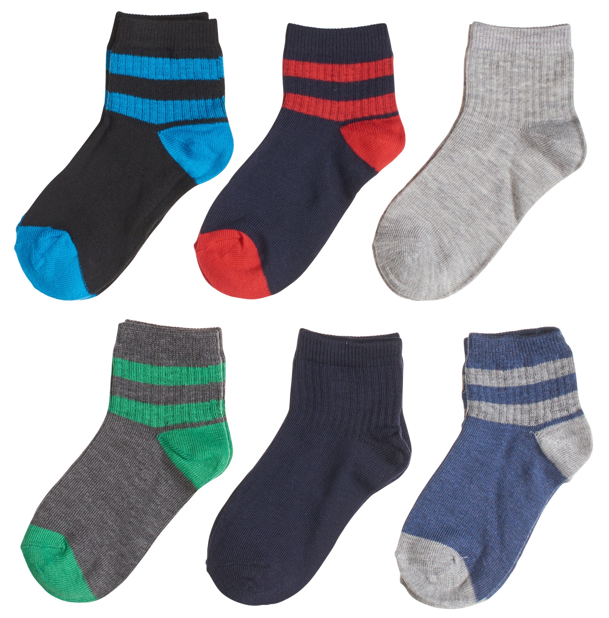 Trimfit 6-Pack Half Crew Stripes Boys Printed Socks