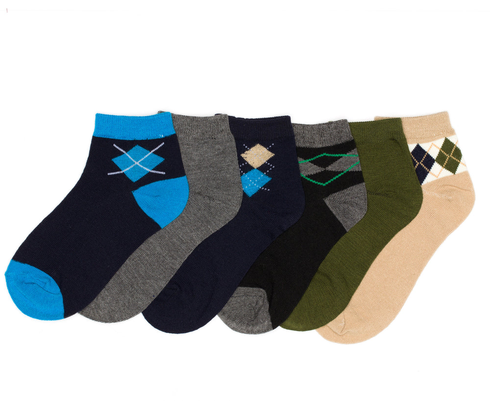 Trimfit 12-Pack Quarter Crew Argyle Boys Socks