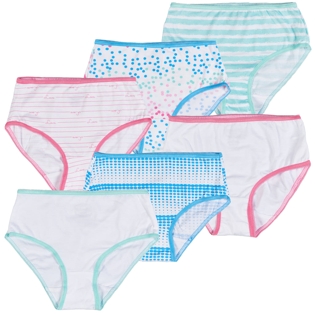 Trimfit 6-Pack Girls Hearts, Leopard, Stripes Briefs Panties Underwear