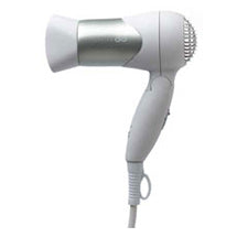 White travel fold up dual voltage hair dryer for Europe
