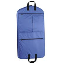 blue travel garment bag for suits and dresses