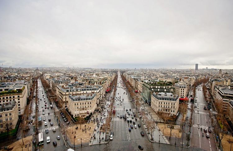 Paris France Streets on Cloudy Day