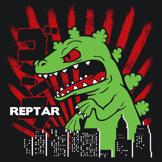 Reptar Front And Back Screen Jersey Tee - Black