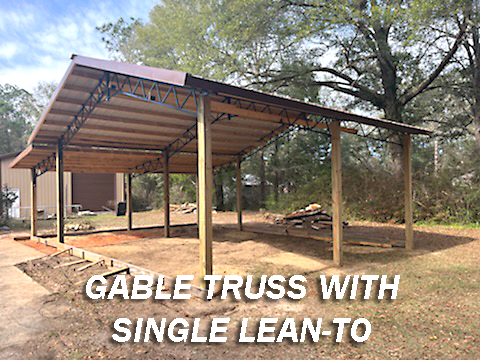 OPEN POLE BARN -GABLE TRUSS WITH 1 LEAN-TO TRUSS