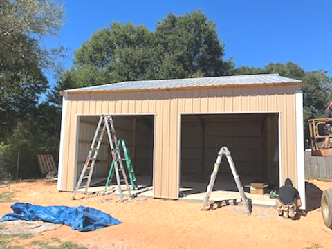 POLE BARN WITH TAN METAL WALLS