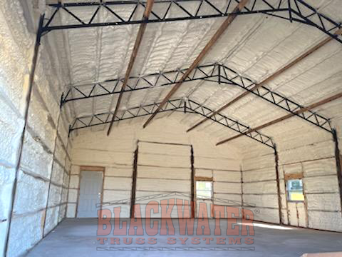POLE BARN WITH GABLE TRUSSES AND SPRAY FOAM INSULATION