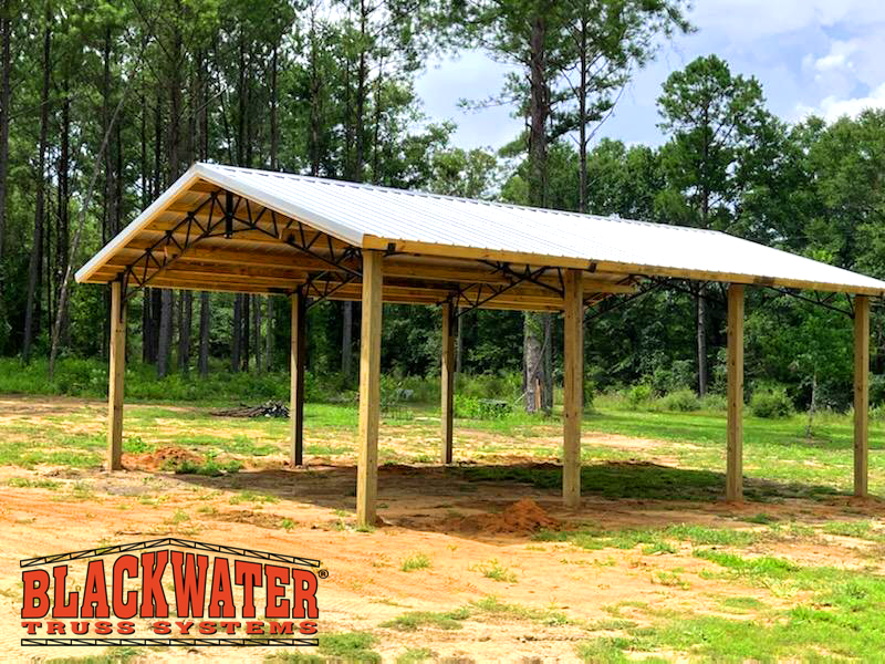 OPEN POLE BARN KIT - 24' X 36' - QUALITY MADE BY BLACKWATER TRUSS ...