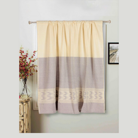 Handloom Cotton Ivory Grey Rod Pocket Window Curtain