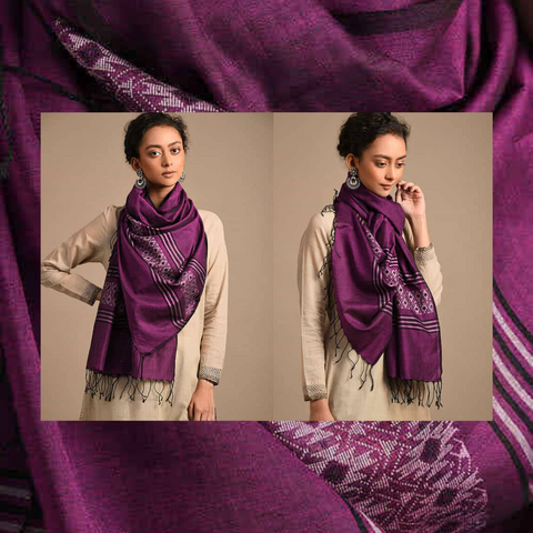 ArtEastri Purple Handloom Assamese Cotton Stole