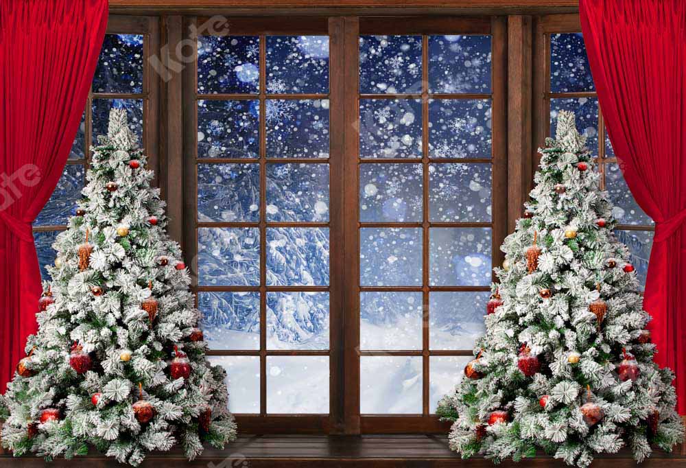 Kate Winter Snow Christmas Window Backdrop Designed by Chain Photograp ...