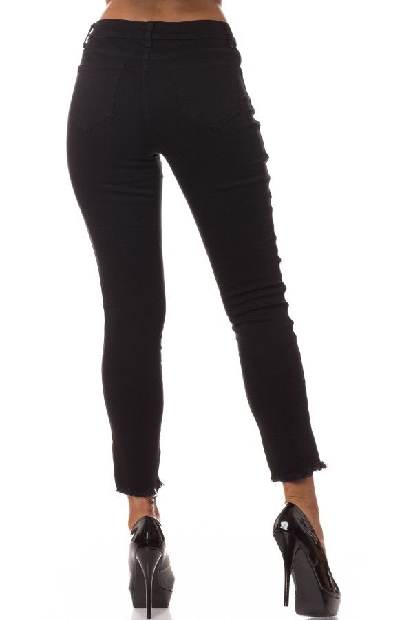 High Rise Skinny Jeans w/ White Highlight Out seam & Square