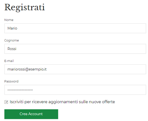 registrazione account my nutri home