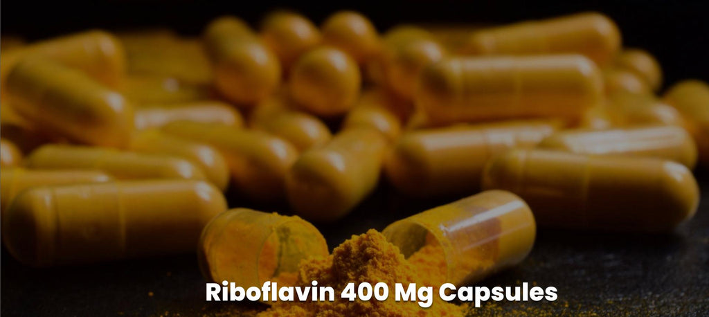 Riboflavin 400 mg capsules showing the bright yellow colour of pure riboflavin Migrasoothe pro with serotonin boosters which I believed support my goodness even more effectively