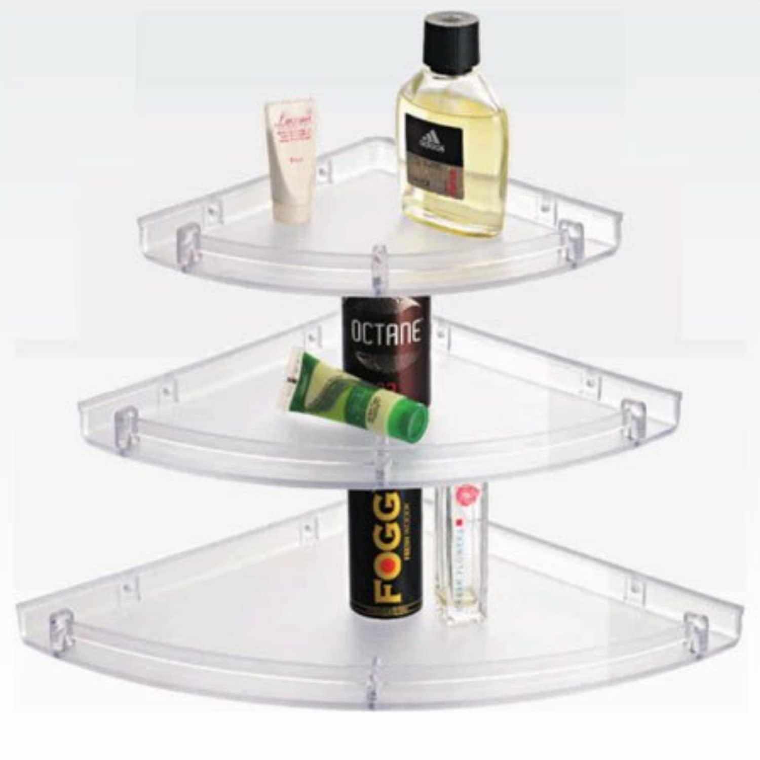 Hexa Series Premium Acrylic Bathroom Corner Shelf Super Clear