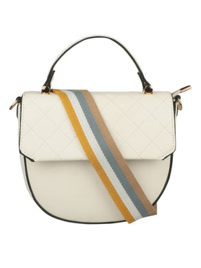 WHITE SLING BAG WITH RAINBOW STRAP