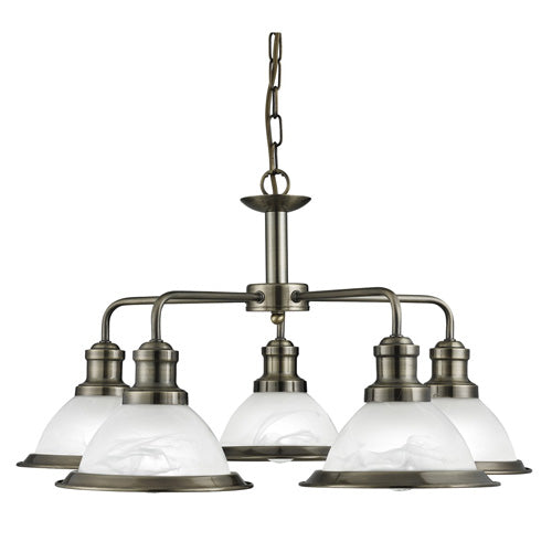 5 light ceiling light antique brass