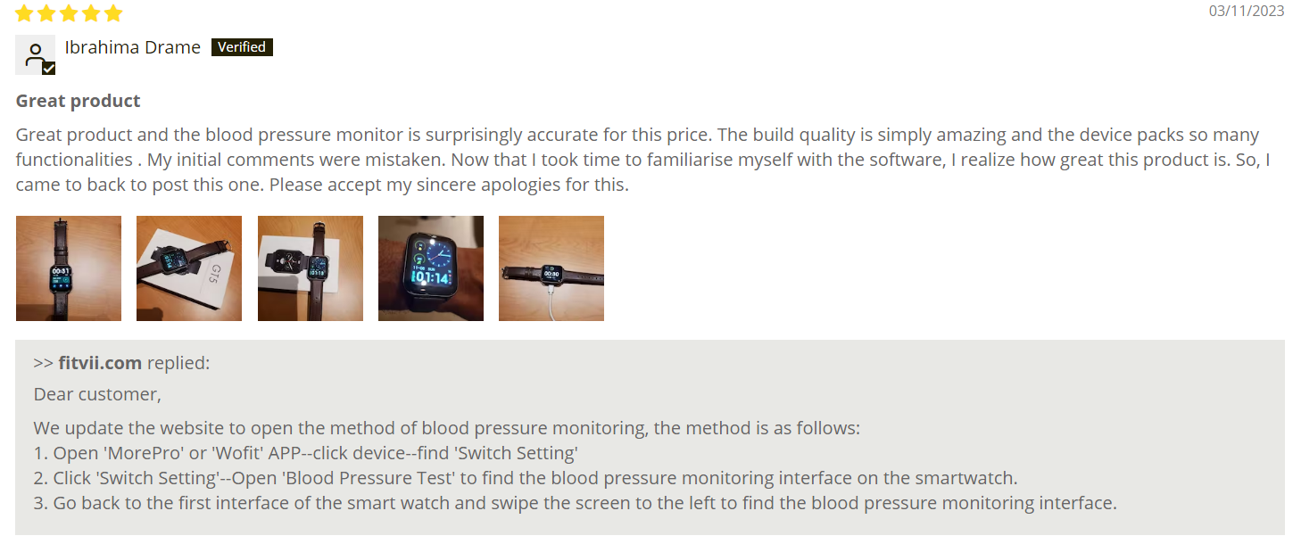Upgrade：FITVII GT5 IP68 Waterproof SmartWatch with Heart Rate