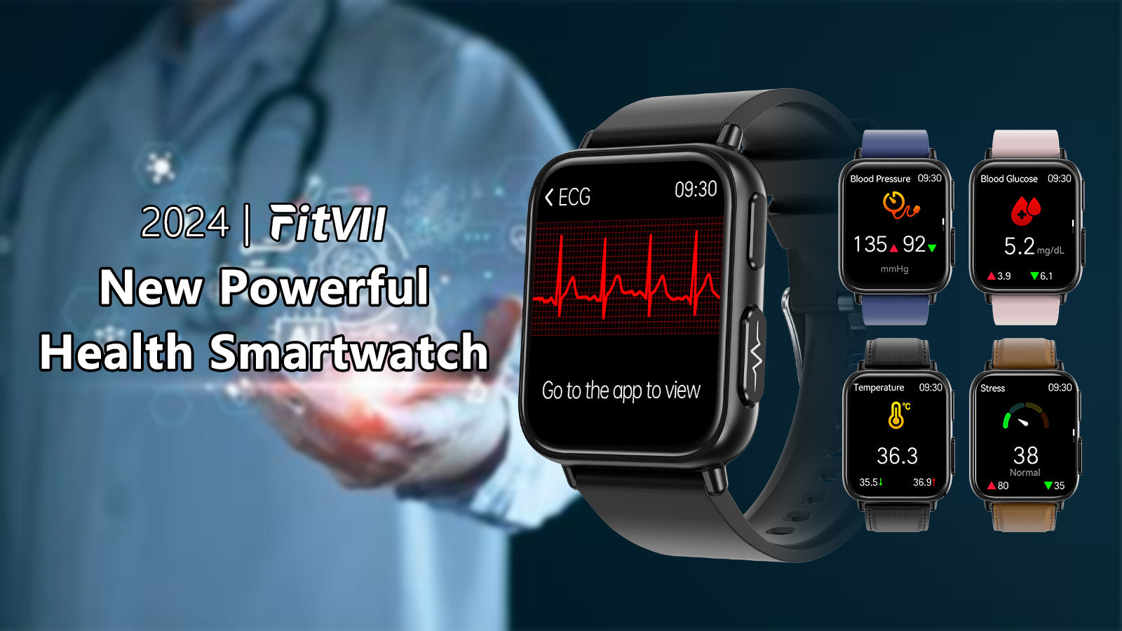 2024 Best Fitvii ECG Smartwatch With Blood Pressure Monitor+Blood Gluc –  fitvii