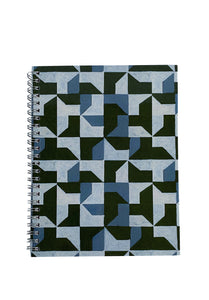 Spiral A5 Notebook, Green Abstract